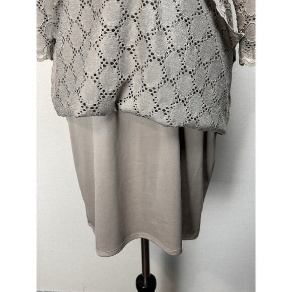 Ronni Nicole Women's Tan Lace Overlay Dress Size 12 Classic Dressy - Picture 9 of 16